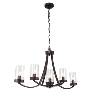 Ida Inverted Pendant Chandelier Farmhouse Clear Glass 5-Light Bronze 35" Wide Ceiling light by Chloe
