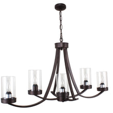 Ida Inverted Pendant Chandelier Farmhouse Clear Glass 5-Light Bronze 35" Wide Ceiling light by Chloe