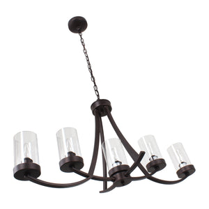 Ida Inverted Pendant Chandelier Farmhouse Clear Glass 5-Light Bronze 35" Wide Ceiling light by Chloe