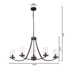 Ida Inverted Pendant Chandelier Farmhouse Clear Glass 5-Light Bronze 35" Wide Ceiling light by Chloe