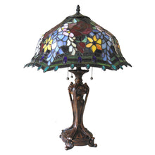 Carrell Table Lamp Tiffany-style 3 Light Roses Table Lamp 20" Shade Bedside Nightstand Reading Desk Table Light by Chloe