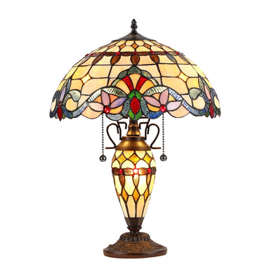 Cooper Table Lamp Tiffany Victorian-style 3 Light Double Lit 16