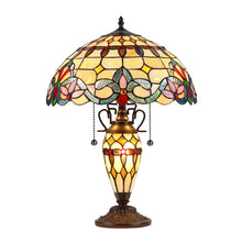 Cooper Table Lamp Tiffany Victorian-style 3 Light Double Lit 16" Shade Bedside Nightstand Reading Desk Table Light by Chloe