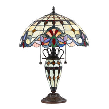 Cooper Table Lamp Tiffany Victorian-style 3 Light Double Lit 16" Shade Bedside Nightstand Reading Desk Table Light by Chloe