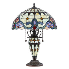 Cooper Table Lamp Tiffany Victorian-style 3 Light Double Lit 16" Shade Bedside Nightstand Reading Desk Table Light by Chloe