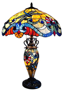 Dragonfly Table Lamp 3-Light Double Lit 18" Shade Bedside Nightstand Reading Desk Table Light by Chloe