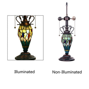 Empress Table Lamp Tiffany Victorian-style Dark Bronze 3 Light Double Lit 16" Shade Bedside Nightstand Reading Desk Table Light by Chloe