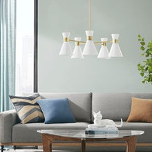 Ezra 5-Light Metal White Cone-Shape Shades Chandelier Pendant Ceiling Light by Olliix-INK+IVY