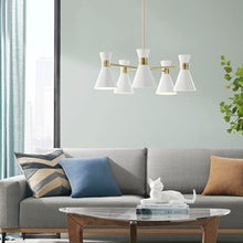 Ezra 5-Light Metal White Cone-Shape Shades Chandelier Pendant Ceiling Light by Olliix-INK+IVY