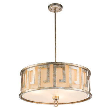 Lemuria 3 Light Duo-Mount Large Pendant - Antique Silver, Ivory Shade Ceiling Light by Lucas McKearn