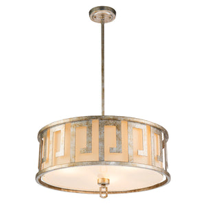 Lemuria 3 Light Duo-Mount Large Pendant - Antique Silver, Ivory Shade Ceiling Light by Lucas McKearn