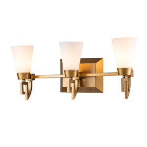 Lemuria 3 Light Bath Bar in Laquered Gold Wall Sconce Wall Lamp Home Decor by Lucas McKearn