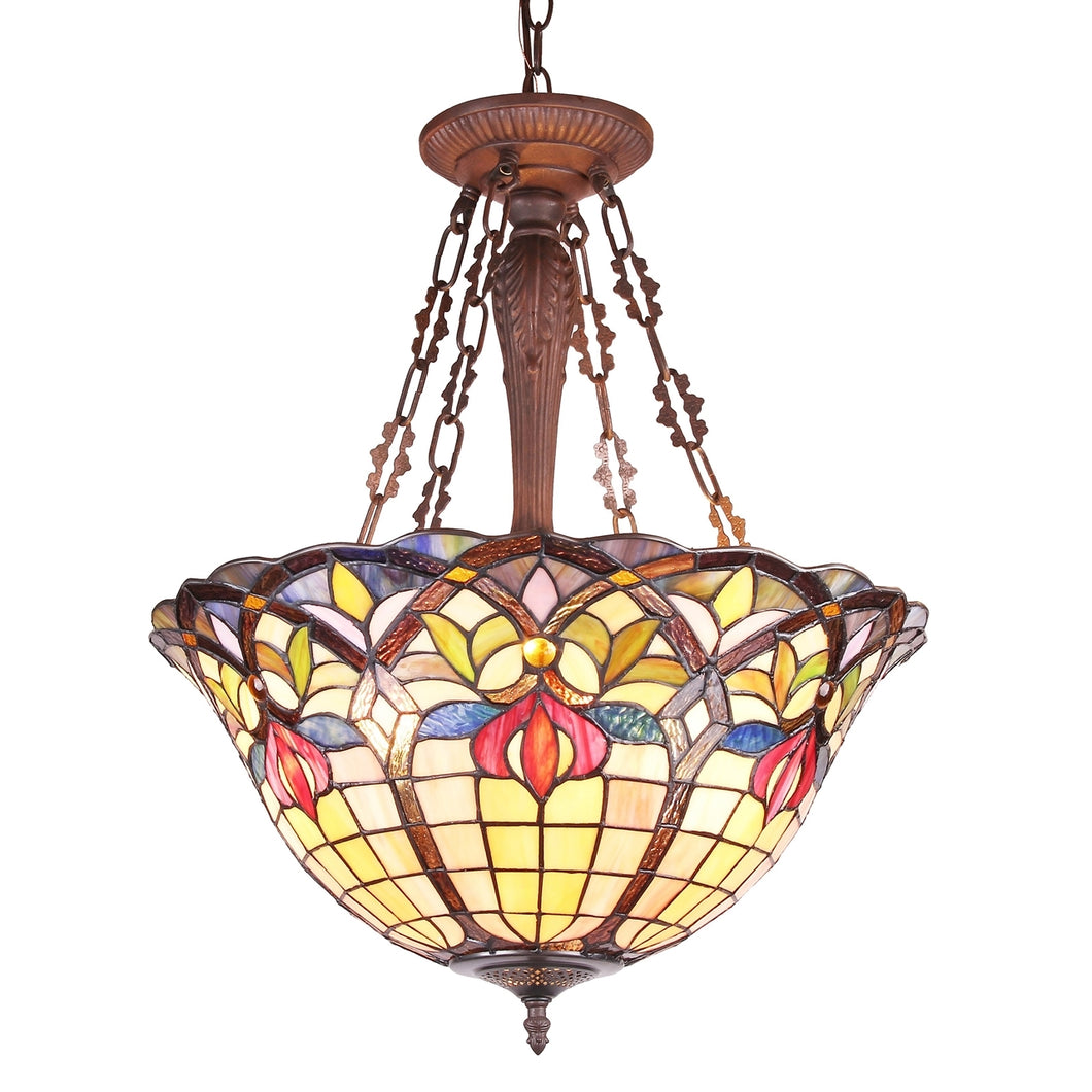 Loretta Tiffany Victorian 3 Light Inverted Pendant 20