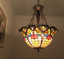 Loretta Tiffany Victorian 3 Light Inverted Pendant 20" Shade Ceiling Light by Chloe