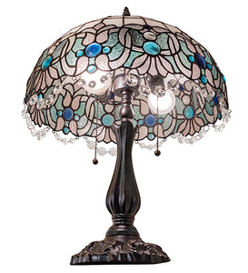 21" High Angelica Tiffany Table Lamp Bedside Nightstand Reading Desk Table Light by Meyda