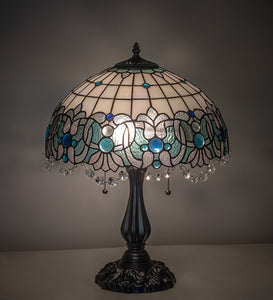 21" High Angelica Tiffany Table Lamp Bedside Nightstand Reading Desk Table Light by Meyda