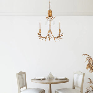 Palm d'Or 3 Light Chandelier Gold Finish Paul Gruer Design Ceiling Light by Lucas McKearn