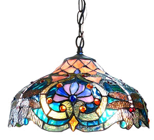 Lydia Pendant Tiffany Victorian Style 2 Light 17" Shade Ceiling Light by Chloe