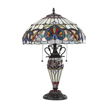 Serenity Table Lamp Tiffany Victorian-style Dark Bronze 3 Light Double Lit 16" Wide Bedside Nightstand Reading Desk Table Light by Chloe