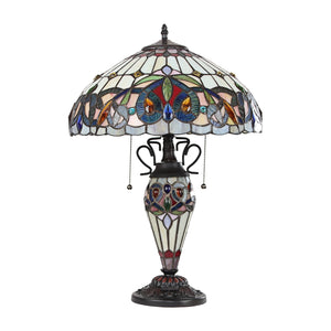 Serenity Table Lamp Tiffany Victorian-style Dark Bronze 3 Light Double Lit 16" Wide Bedside Nightstand Reading Desk Table Light by Chloe