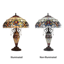 Serenity Table Lamp Tiffany Victorian-style Dark Bronze 3 Light Double Lit 16" Wide Bedside Nightstand Reading Desk Table Light by Chloe