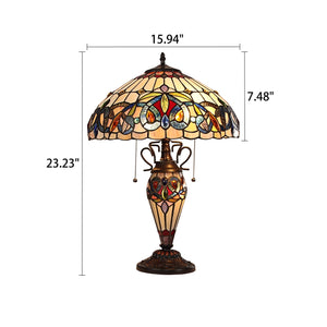 Serenity Table Lamp Tiffany Victorian-style Dark Bronze 3 Light Double Lit 16" Wide Bedside Nightstand Reading Desk Table Light by Chloe