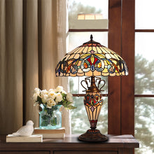 Serenity Table Lamp Tiffany Victorian-style Dark Bronze 3 Light Double Lit 16" Wide Bedside Nightstand Reading Desk Table Light by Chloe
