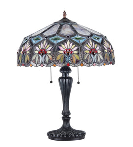 Sunny Table Lamp Tiffany Victorian-style Floral 2 Light 18" Shade Bedside Nightstand Reading Desk Table Light by Chloe