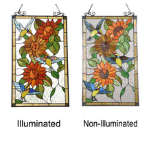 Sunflower Tiffany Victorian-Style Stained Glass Vertical Decorative Hanging Window Panel 20" x 33" Home Decor by Chloe
