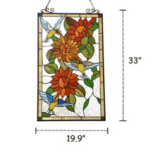 Sunflower Tiffany Victorian-Style Stained Glass Vertical Decorative Hanging Window Panel 20" x 33" Home Decor by Chloe