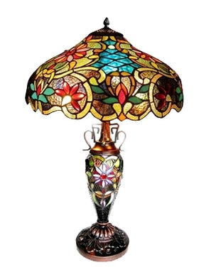 Leslie Table Lamp Tiffany Victorian Style 3-Light Double-Lit 18