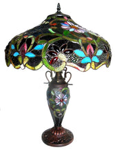 Leslie Table Lamp Tiffany Victorian Style 3-Light Double-Lit 18" Shade Bedside Nightstand Reading Desk Table Light by Chloe