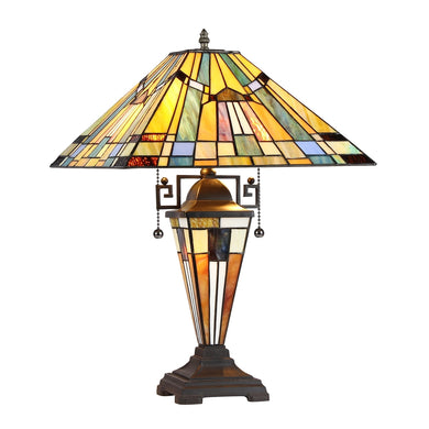 Kinsey Table Lamp Tiffany 3-Light Mission Double Lit 16