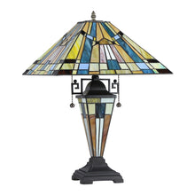 Kinsey Table Lamp Tiffany 3-Light Mission Double Lit 16" Shade Bedside Nightstand Reading Desk Table Light by Chloe