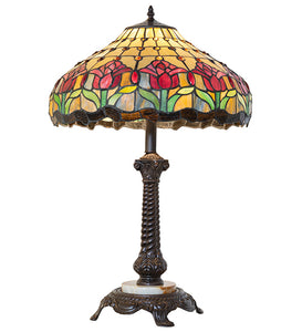28" High Colonial Tulip Tiffany Table Lamp Bedside Nightstand Reading Desk Table Light by Meyda