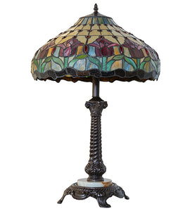 28" High Colonial Tulip Tiffany Table Lamp Bedside Nightstand Reading Desk Table Light by Meyda