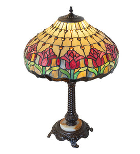 28" High Colonial Tulip Tiffany Table Lamp Bedside Nightstand Reading Desk Table Light by Meyda