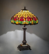 28" High Colonial Tulip Tiffany Table Lamp Bedside Nightstand Reading Desk Table Light by Meyda