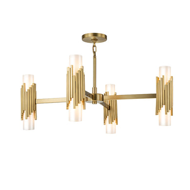 Marvel 8 Light Pendant with Opal Glass and Aged Brass Ceiling Light by Lucas McKearn