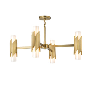 Marvel 8 Light Pendant with Opal Glass and Aged Brass Ceiling Light by Lucas McKearn