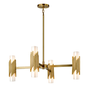 Marvel 8 Light Pendant with Opal Glass and Aged Brass Ceiling Light by Lucas McKearn