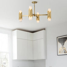 Marvel 8 Light Pendant with Opal Glass and Aged Brass Ceiling Light by Lucas McKearn