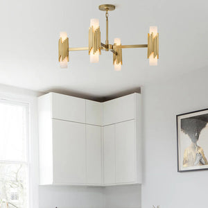 Marvel 8 Light Pendant with Opal Glass and Aged Brass Ceiling Light by Lucas McKearn