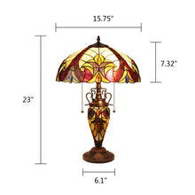 Adia Table Lamp Tiffany Victorian-Style Dark Bronze 3 Light Double Lit 16" Wide Bedside Nightstand Reading Desk Table Light  by Chloe