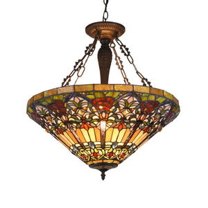 Alma Tiffany Victorian-Style 3 Light Inverted Pendant 24" Shade Ceiling Light by Chloe