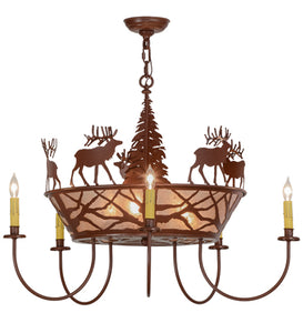 Custom 35"W Elk on the Loose 5 Arm Chandelier Ceiling Light by Meyda