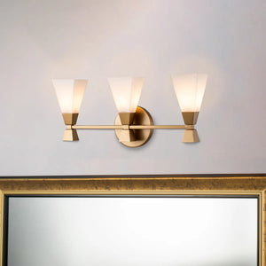 Bowtie 3 Light Bath Bar in Laquered Gold Wall Sconce Wall Lamp Home Decor by Lucas McKearn