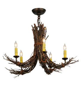 Custom 28" Wide Twigs 5 Light Chandelier Ceiling Light by Meyda