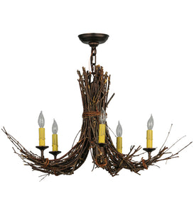 Custom 28" Wide Twigs 5 Light Chandelier Ceiling Light by Meyda