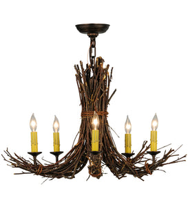 Custom 28" Wide Twigs 5 Light Chandelier Ceiling Light by Meyda
